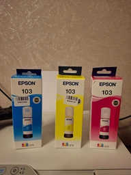 Контейнер с чернилом Epson 103 для EcoTank L3151/L3201/L1250/L3156/L3251/L3266/L3150/L3260 Yellow (C13T00S44A)