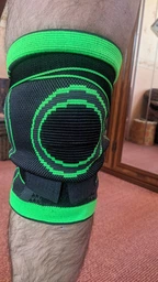 Наколінник компресійний спортивний для суглобів Knee Support, еластичний бандаж для стабілізації та підтримки колінного суглоба при травмах та спорті, ортопедичний фіксатор розмір XXL Сірий із зеленим KNS-01-XXL фото від покупців 1