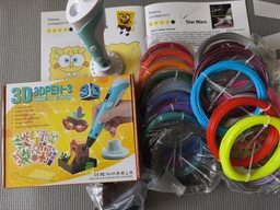 3D-ручка з різнокольоровим Еко Пластиком 250 м (20 кольорів) з Трафаретами і пластиком, що світиться з екраном Yellow