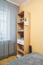 Пенал открытый 1Ш Типс Мебель Сервис 50,2×34,3×195 см, дуб самоа + белый, стеллаж с полками и ящиком для книг и хранения (412371183)