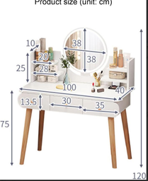 Туалетный столик LEAN Toys Косметический с зеркалом три ящика 100 x 40 x 120 см белый (5905991063018)