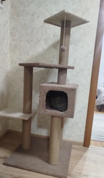 Домик когтеточка для кота дряпка для кошки Мур-Мяу Алиса-2 70 x 70 x 138 см в джутовой веревке Коричнево-Бежевый МТ фото от покупателей 4