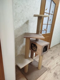 Домик когтеточка для кота дряпка для кошки Мур-Мяу Алиса-2 70 x 70 x 138 см в джутовой веревке Коричнево-Бежевый МТ фото от покупателей 3