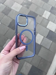 Чехол для Apple iPhone 13, Unit MagSafe, Голубой, прозрачный, магсейф, противоударный, магнитный, панель-накладка с поддержкой MagSafe, с поддержкой беспроводной зарядки, TPU+PC, защита всего корпуса, ударостойкий, ArmorStandart (ARM75195) фото от покупателей 1