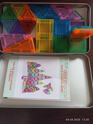 Різнокольорові Магнітні Міні-Блоки Magnetic Blocks Tiles 40 деталей 3D Магнітний Конструктор Дитячий для Хлопчиків та Дівчаток Розвиваючий Ігровий Набір для Подорожей у Металевому Боксі фото от покупателей 4