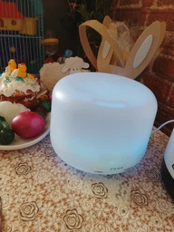 Увлажнитель воздуха ночник аромадиффузор ультразвуковой для дома с led подсветкой на 7 цветов и пультом 500 мл фото от покупателей 6