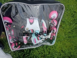 Роликовые коньки раздвижные Best Roller PU свет размер 34-37 стелька 21-23,5 см Pink/Black (71422-М)