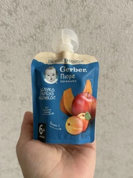 Упаковка пюре фруктово-овочевого Gerber Яблуко, Гарбуз, Абрикос з 6 місяців 90 г х 16 шт. (7613036035002)