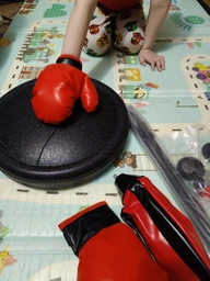 Боксерская груша для детей на стойке с перчатками Punching Ball Set, детский набор для бокса с пружиной, насосом и регулируемой высотой для тренировок и игры дома и на улице Красный/черный, PBS-115 фото от покупателей 4