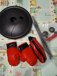 Боксерская груша для детей на стойке с перчатками Punching Ball Set, детский набор для бокса с пружиной, насосом и регулируемой высотой для тренировок и игры дома и на улице Красный/черный, PBS-115 фото от покупателей 2