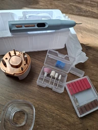 Профессиональный беспроводной фрезер для маникюра и педикюра Nail Machine 8809 машинка для маникюра и педикюра и УФ лампа + подарок 12 насадок, белый