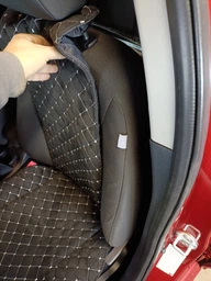 Накидки на передние сиденья Favot для TOYOTA Corolla E150. С алькантары. Черные с серой ниткой фото от покупателей 1