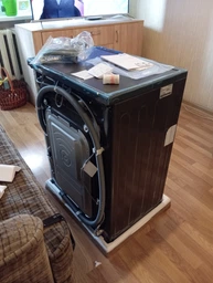 Фронтальная стиральная машина LG, 65 кг, 1200 об/мин, класс энергопотребления В, 44 см, с дисплеем, функцией пара, инверторный двигатель, черный цвет (629109) фото от покупателей 12