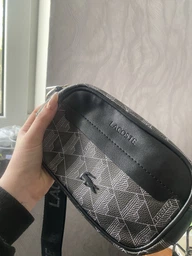 Мужская сумка мессенджер Lacoste Monogram черная через плечо кроссбоди сумка для документов телефона и повседневных вещей компактная сумка для города работы и путешествий