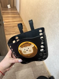 Корзина детская пластиковая на руль KLS Buddy Лев, черный фото от покупателей 1
