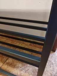Банкетка для взуття в коридор передпокій полка поличка підставка пуфік стелаж полиця пуф лавка взуттєва м’яка велюрова чорна металева 60 см фото від покупців 6