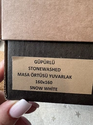 Круглая скатерть из вареного хлопка Limasso French 160 см. Snow White фото от покупателей 2