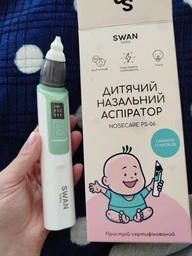Аспиратор для носа детский назальный соплеотсос электрический для детей новорожденных аккумуляторный аспиратор детский со сменными наконечниками электронный прибор для очистки 6 уровней силы всасывания силиконовый Swan Baby NoseCare PS-06