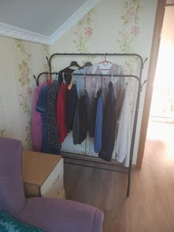 Вішалка підлогова Double FloorHanger для одягу, з полицями для взуття і з гачками, розкладна, чорна