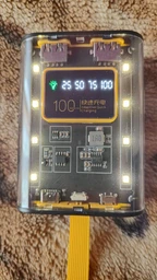Корпус повербанка под АКБ 3x18650, LED Display, светильник 8 диодов, 10W 2xUSB-A, in: Type-C, MicroUSB | black-yellow-transparent | XMSJ3X1865KYT фото от покупателей 2