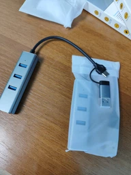 USB-хаб Dynamode 4 в 1 USB Type-C/Type-A to 3 x USB 3.0 1 x RJ45 Gigabit LAN Металл (DM-AD-GLAN-U3) фото от покупателей 2