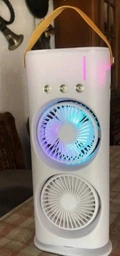 Мини кондиционер USB двойной с подсветкой 3в1 360° настольный вентилятор компактный для увлажнения воздуха охладитель для комнаты офиса дачи фото от покупателей 7