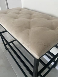 Банкетка для взуття 60*32*52 см, м'яка велюрова банкетка 2 полички бежева, пуф поличка для взуття прошита фото від покупців 4