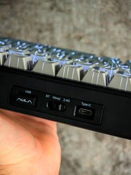 Механічна клавіатура AULA F75 MAX ігрова з екраном Black Gradient (RGB, Bluetooth/2.4G/USB-C, Hotswap, Gasket Mount)