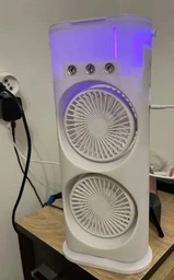 Мини кондиционер USB двойной с подсветкой 3в1 360° настольный вентилятор компактный для увлажнения воздуха охладитель для комнаты офиса дачи фото от покупателей 3
