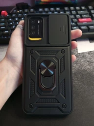 Чехол Camshield c кольцом-подставкой на Xiaomi Poco M3 черный фото от покупателей 1