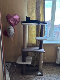 Котяча когтеточка дряпалка велика лежанка Річард 135х60х40см коричнево білий