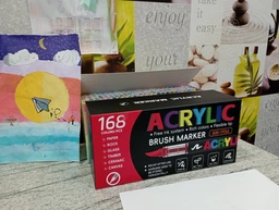 Набор акриловых маркеров 72 шт. Acrylic Brush Marker DMX-2025A-72 акриловые маркеры с мягкой кисточкой для творчества и декора фломастеры для рисования фото от покупателей 4