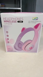 Беспроводные наушники детские ATD CAT EAR L400 с кошачьими ушками LED подсветкой Bluetooth 5.0 microUSB встроенным микрофоном радио Black
