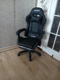 Игровое кресло Hanert G‑Force Black с подставкой для ног, экокожа фото от покупателей 4