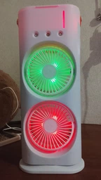 Вентилятор аккумуляторный беспроводной + USB + пульт ДУ двойной с подсветкой 3в1 360° настольный мини кондиционер для увлажнения воздуха охладитель для комнаты офиса дачи фото от покупателей 17