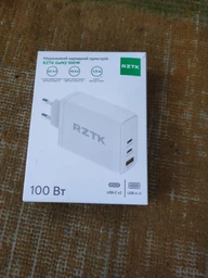 Сетевое зарядное устройство RZTK GaN2 100W USB-A (QC4.0) 2xUSB-C (PD3.0) + кабель USB-C 100W White