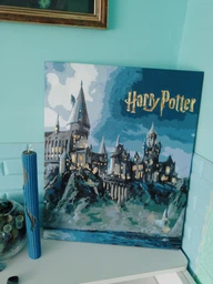 Картина по номерам Ideyka WB Harry Potter: Хогвартс ночью с красками металлик extra 40х50 см (KHO5230)