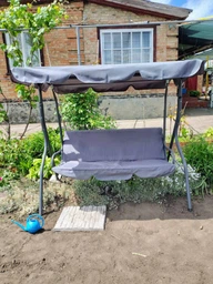 Садова гойдалка Relax графіт 3‑місна, з навісом фото від покупців 2