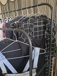Подвійна стійка вішалка для одягу та взуття Loft Rack TW-602 сталева підлогова з полицею на колесах Black фото від покупців 5