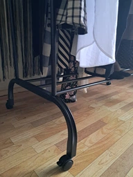 Подвійна стійка вішалка для одягу та взуття Loft Rack TW-602 сталева підлогова з полицею на колесах Black фото від покупців 4