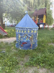Детская игровая палатка в виде замка синяя