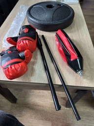 Боксерская груша для детей на стойке с перчатками Punching Ball Set, детский набор для бокса с пружиной, насосом и регулируемой высотой для тренировок и игры дома и на улице Красный/черный, PBS-115