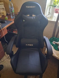 Игровое кресло Hanert G‑Force Black с подставкой для ног, экокожа фото от покупателей 2