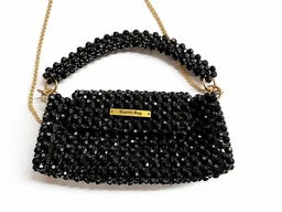 Черная сумка из бцсин Stormi Bag, ручная работа, клатч с цепочкой и ручкой, вечерняя и свадебная сумка, выпуск