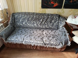 Покривало на диван велюрове 200х150 см Чорний з сірим (П4-divandek-classic-002-02)