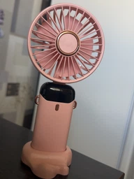 Портативный мини вентилятор ручной Mini Fan 3276 с дисплеем и подставкой для телефона на 5 скоростей Розовый фото от покупателей 1