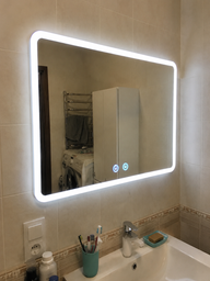 Зеркало с подсветкой и подогревом LED 70х90 см зеркало для ванной комнаты настенное смарт зеркало BRS