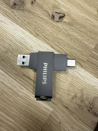 Флешка Двостороння Брелок Поворотна 2 в 1 для ПК та телефону PHILIPS 60UT USB 3.2 + Type-C OTG 256 гб Super Speed 150Mb/s Silver фото від покупців 1