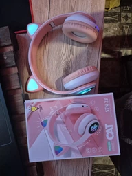 Бездротові навушники з котячими вушками CAT EAR Bluetooth 5.0 + EDR дитячі навушники, ігрові з блютуз гарнітурою і LED підсвічуванням, рожеві VIV-23M