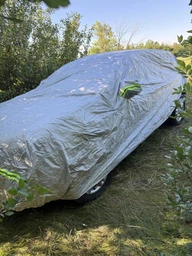 Чехол-тент для автомобиля всесезонный от солнца и снега, размер XL (495×190×150 см), защитная накидка на авто (серый) фото от покупателей 14